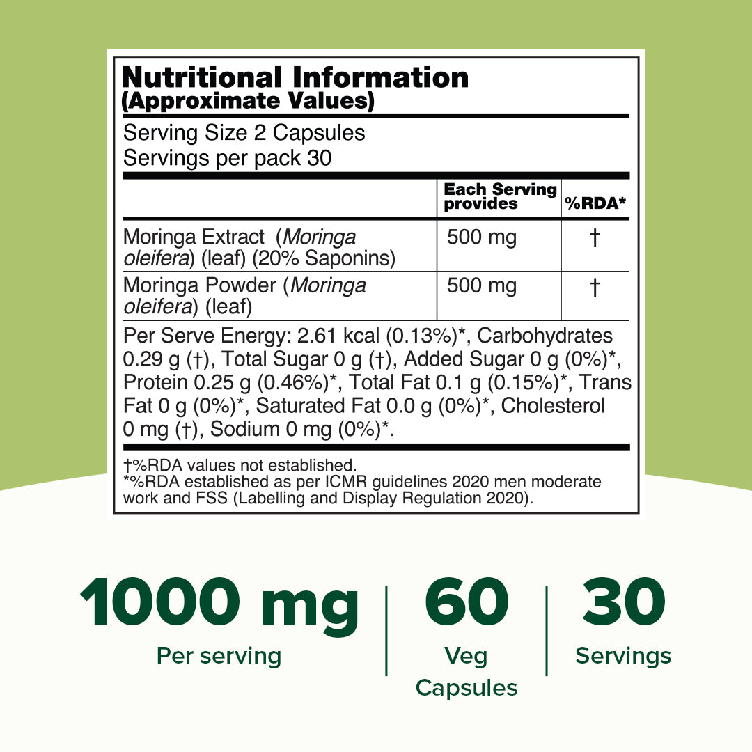 Moringa Capsules 1000mg - For Immunity Support
