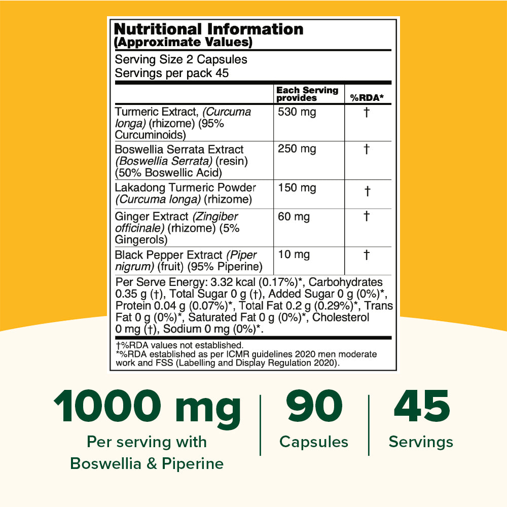Lakadong Turmeric Curcumin Supplement - Anti Inflammatory Support