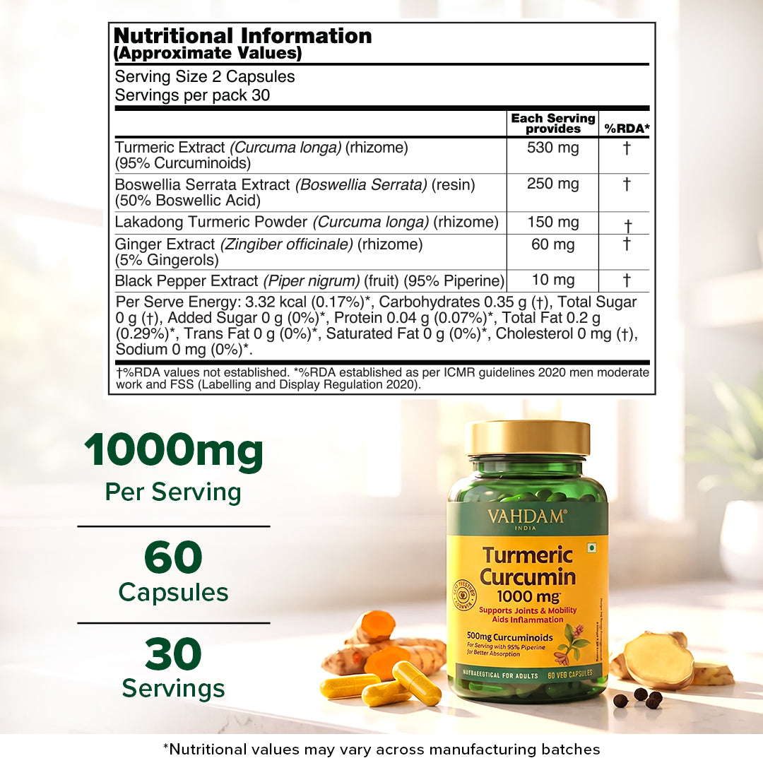 Lakadong Turmeric Curcumin Supplement - 60 Capsules