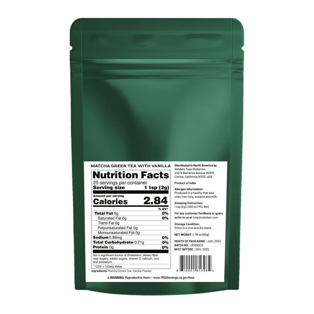 Vanilla Matcha Green Tea Powder, 50 g