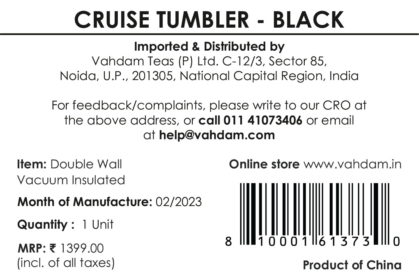 Cruise Tumbler Insulated - Black