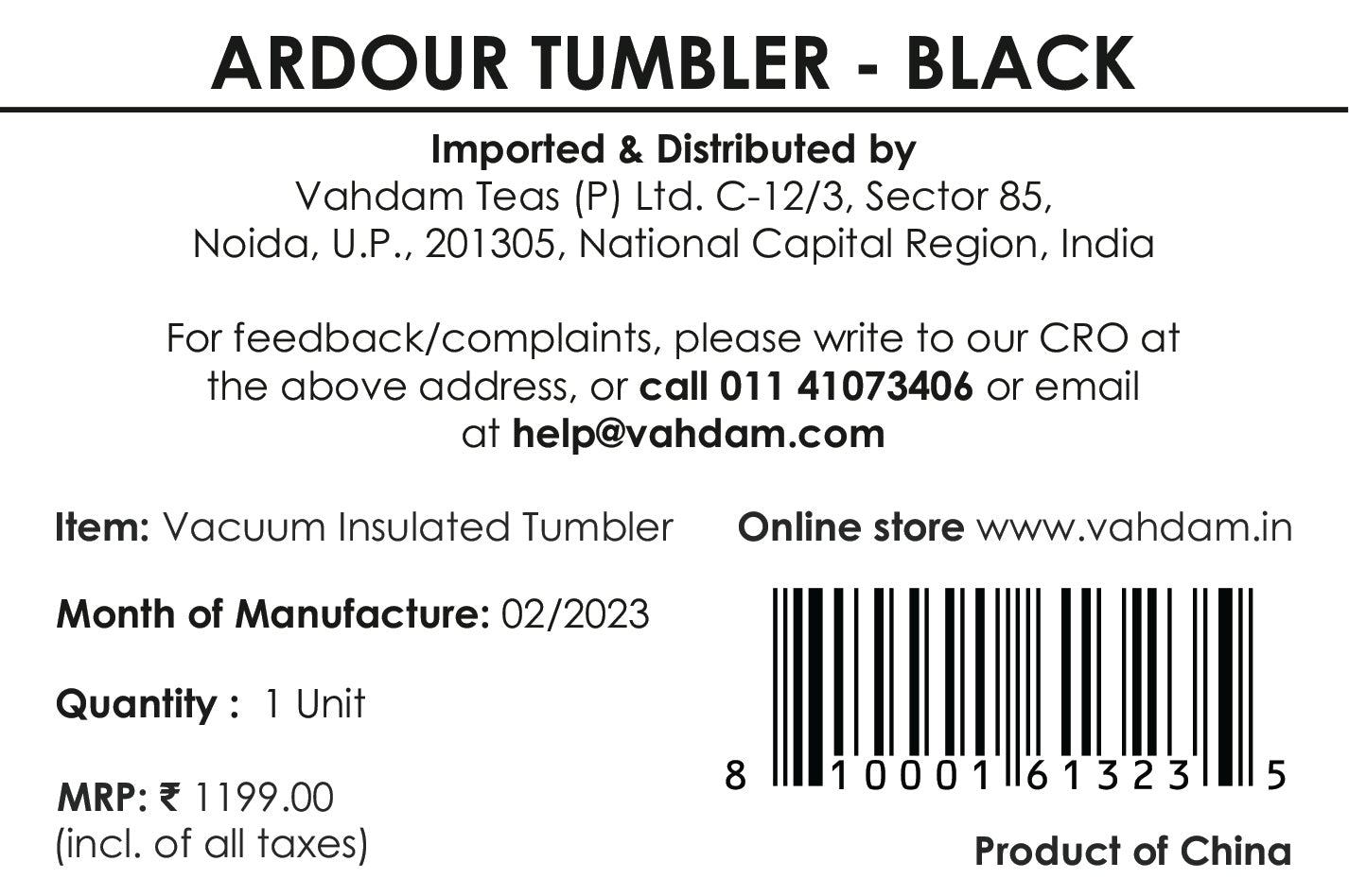 Ardour Tumbler Insulated - Black