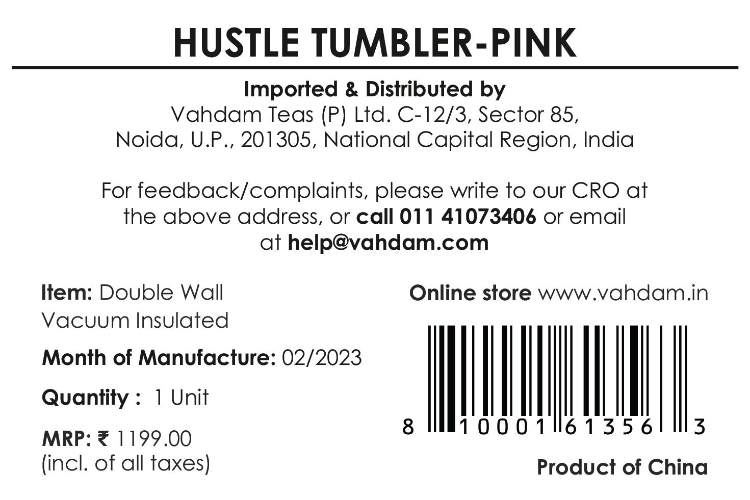 Hustle Tumbler Insulated - Pink