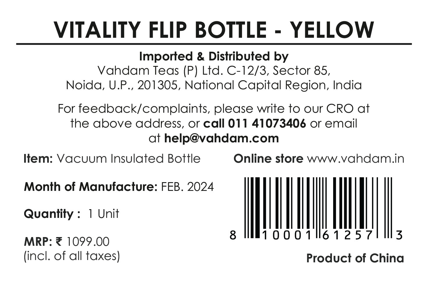 Vitality Flip Bottle Insulated - Yellow