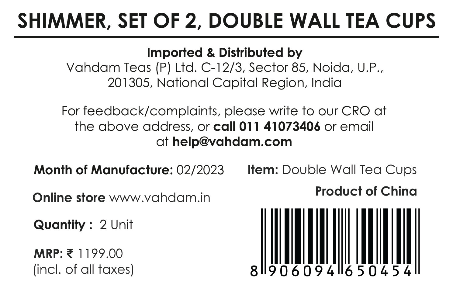 Shimmer - Borosilicate Glass Double Walled Teacups, Set of 2