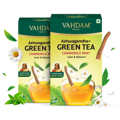 Ashwagandha Chamomile Mint Green Tea - 18 Tea Bags
