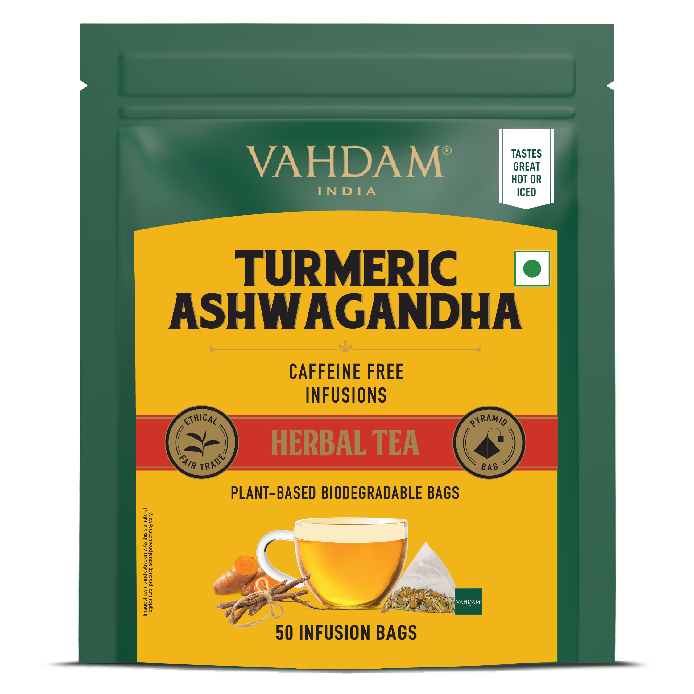 Turmeric Ashwagandha Herbal Tea Tisane, 50 Count