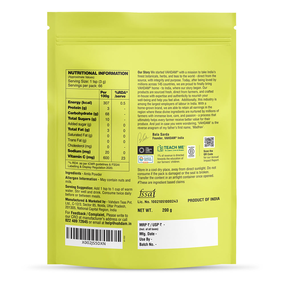Amla Powder 200 g - For Natural Immunity Boost