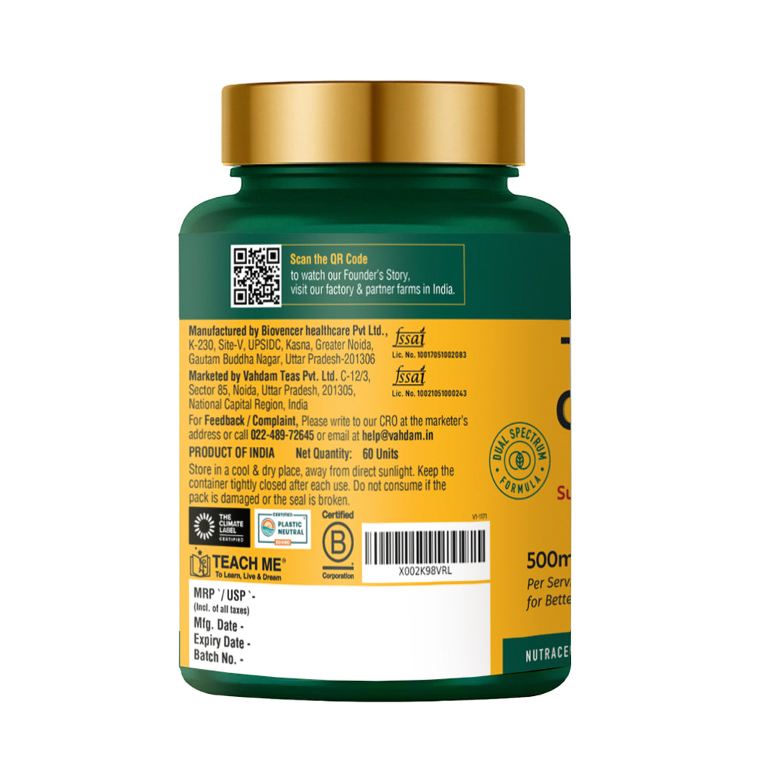 Lakadong Turmeric Curcumin Supplement - 60 Capsules