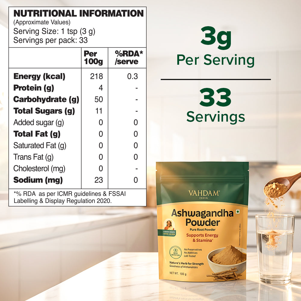 Ashwagandha Powder 100 g - Stress Relief & Energy Support