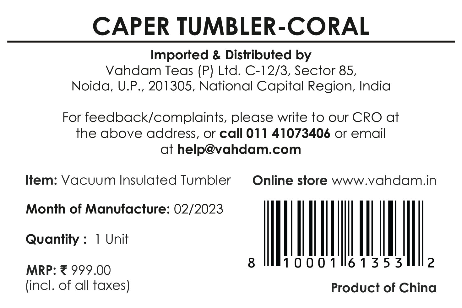 Caper Tumbler Insulated - Coral