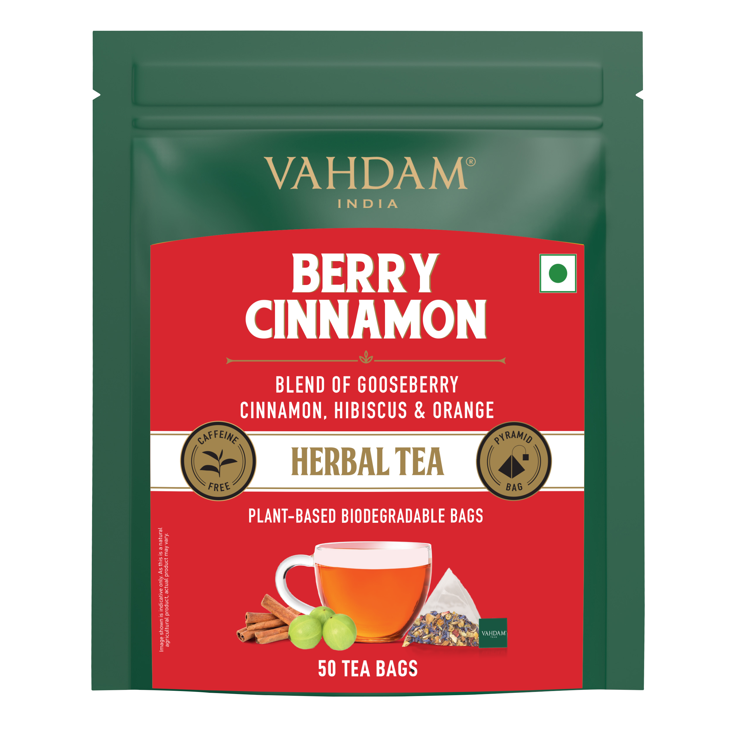 Berry Cinnamon Herbal Tea Tisane - 50 Tea Bags