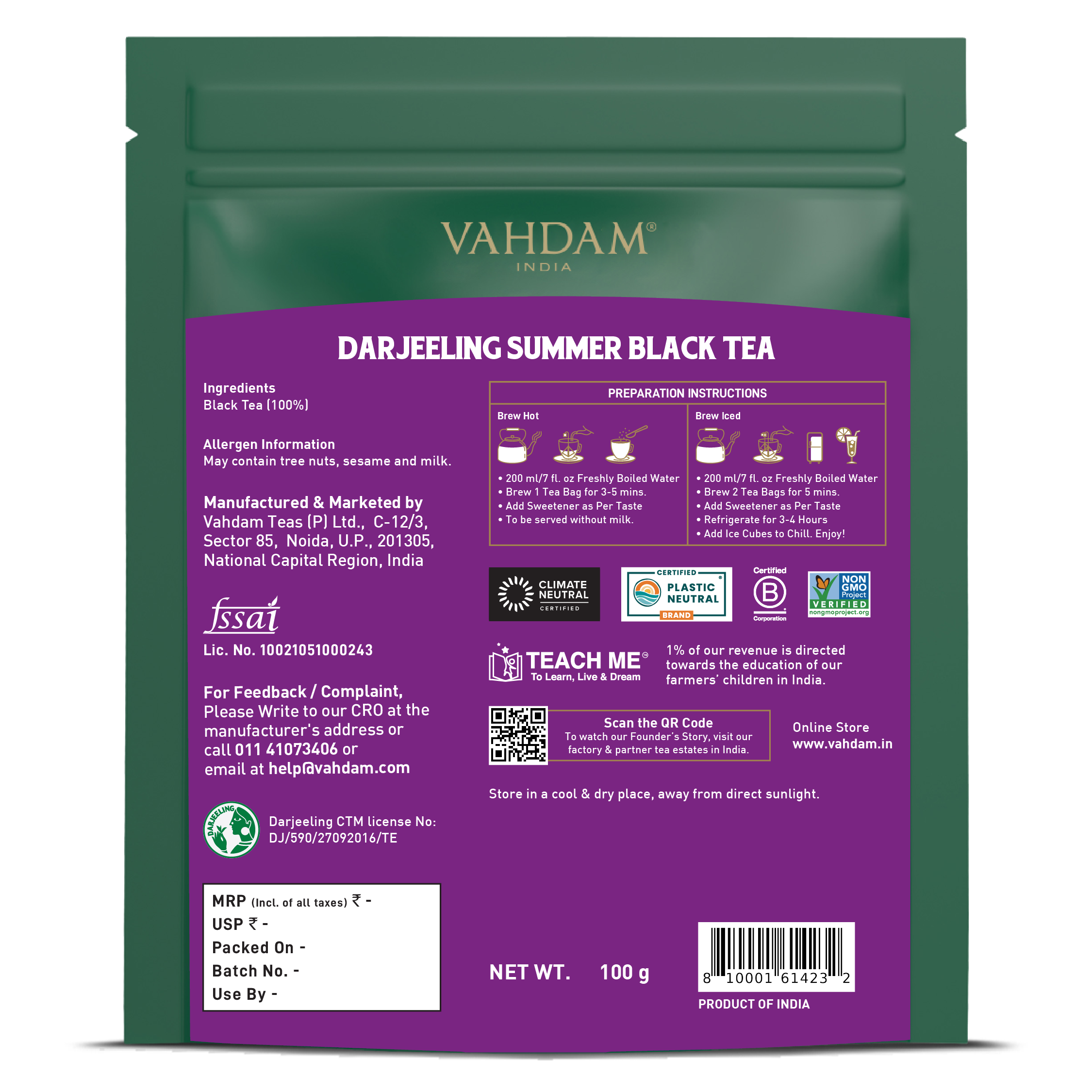 Darjeeling Summer Black Tea, 50 Count