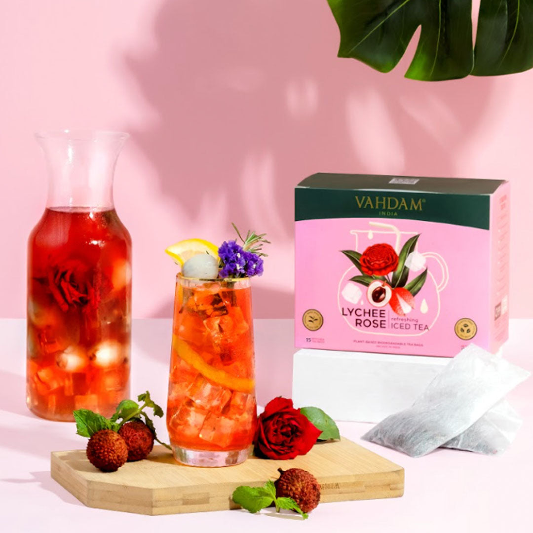 Luchee Tea Lychee Rose Iced Tea | 15 Pitcher Tea Bags - VAHDAM® India