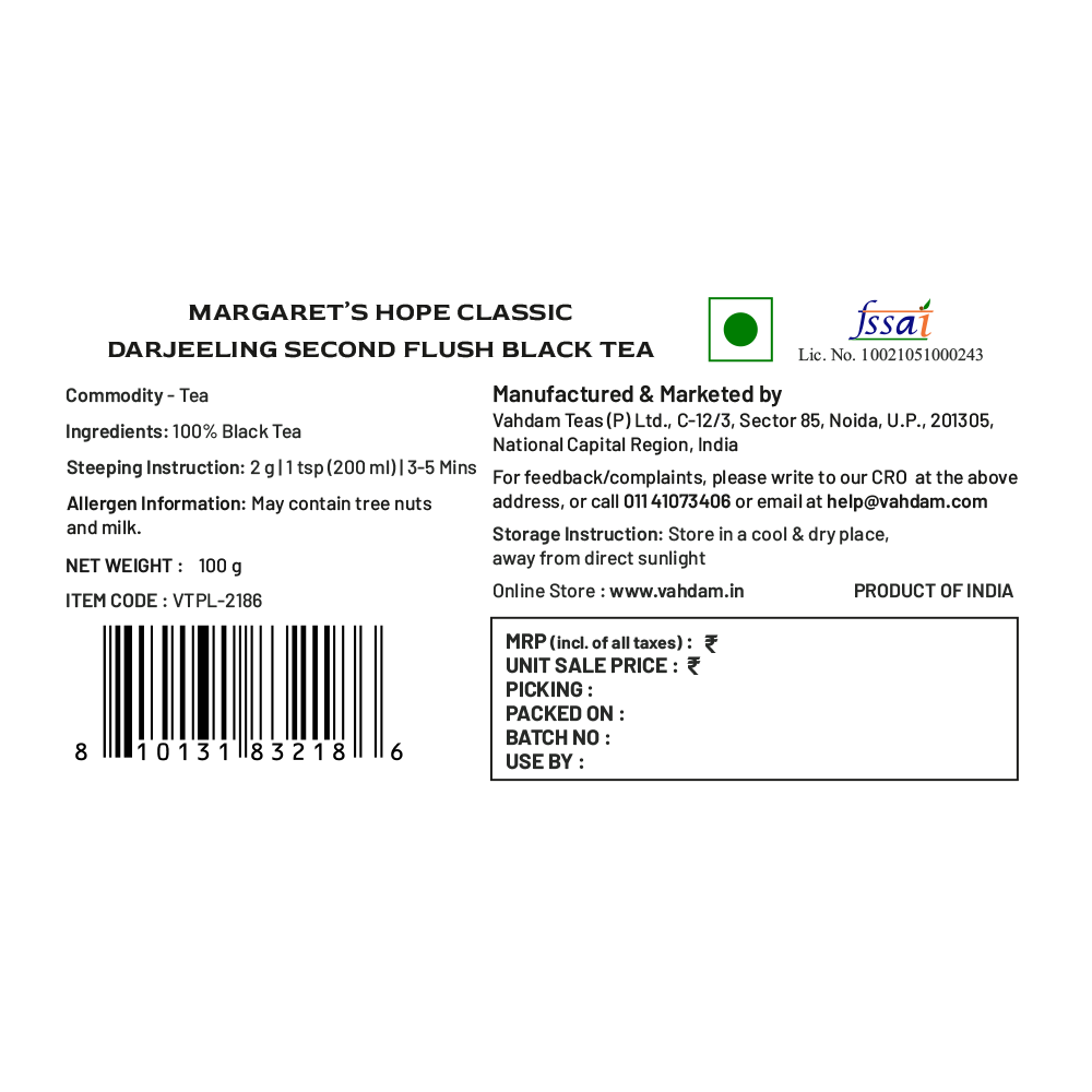 2024 Margaret's Hope Classic Darjeeling Second Flush Black Tea DJ 351