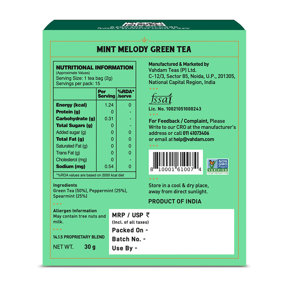 Mint Melody Green Tea, 15 Count