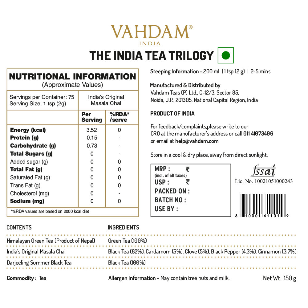 The India Tea Trilogy Gift Set, 3 Teas