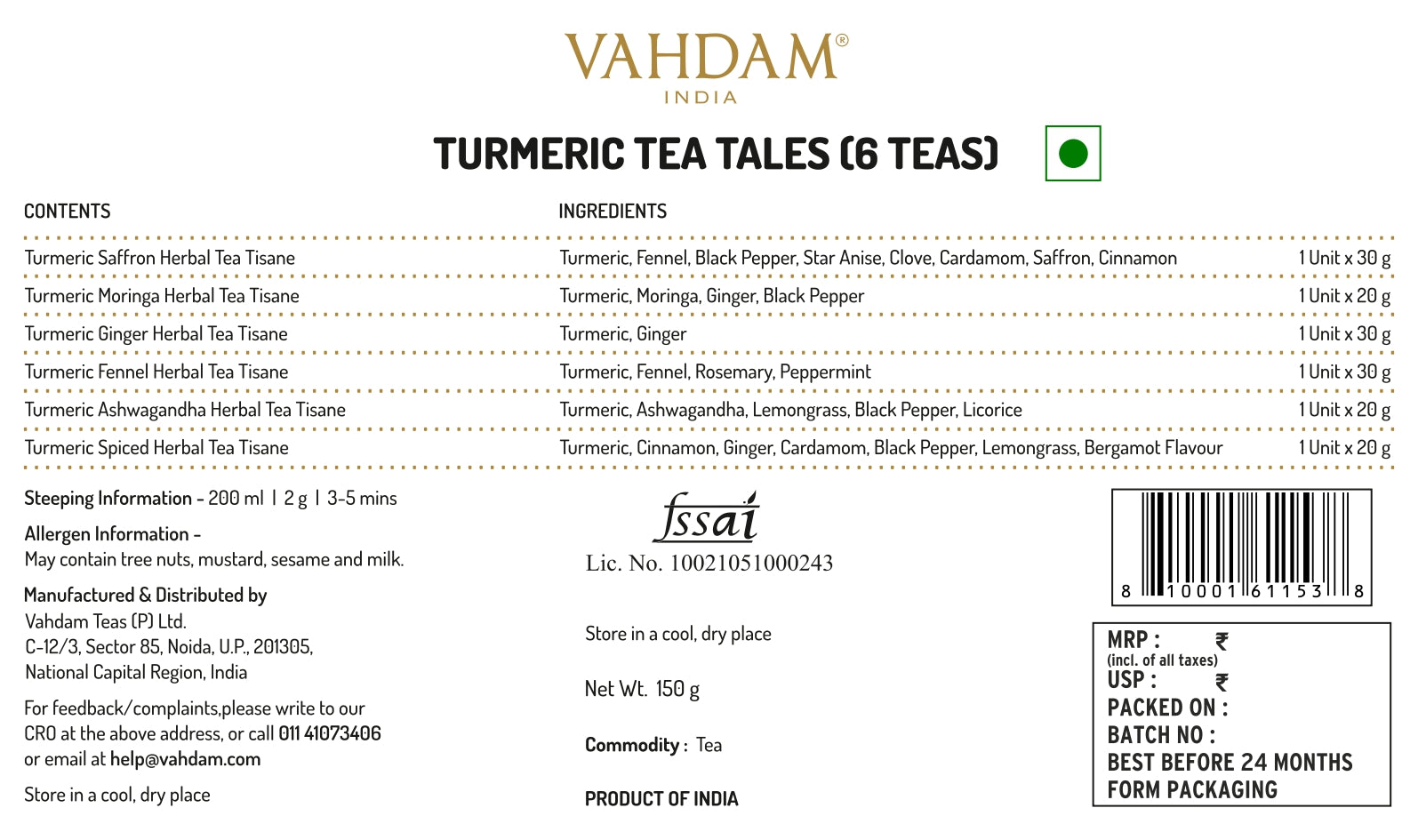 Buy Turmeric Tea Tales Online Best Prices in India VAHDAM® India