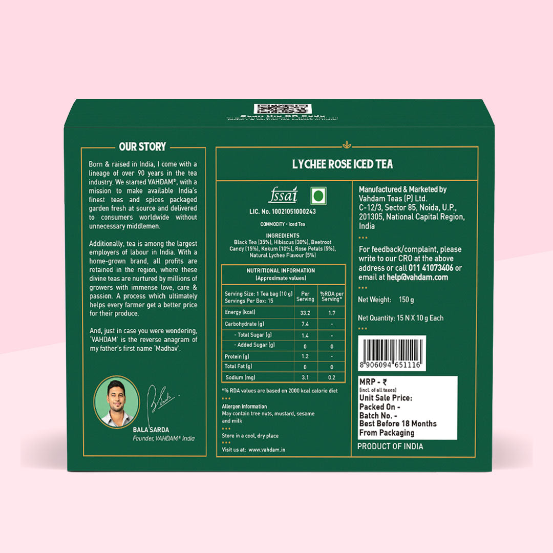 Lychee Rose Iced Tea 15 Pitcher Tea Bags